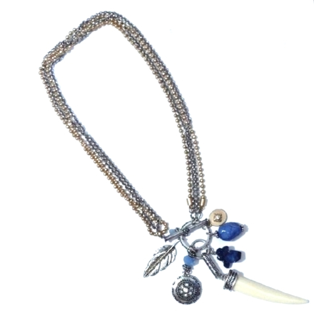 HOST PICK! CHICO'S MULTISTRAND GOLD-TONE SILVER-TONE CHARM 23" NECKLACE